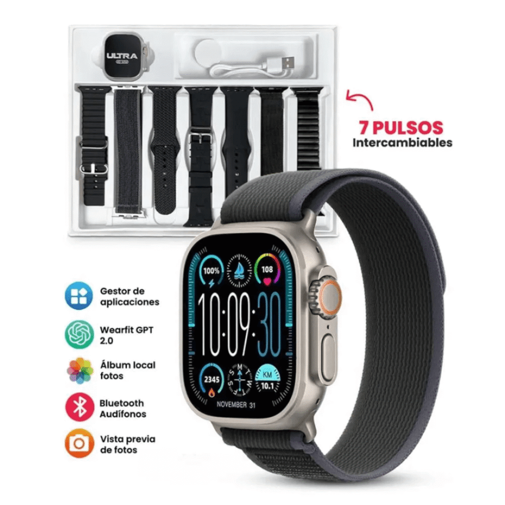 Reloj Inteligente H9 Ultra Plus Pantalla Amoled Negro