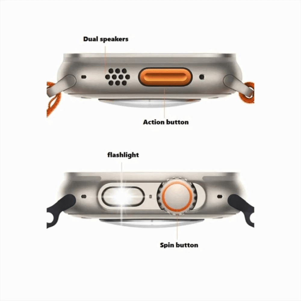 Reloj Inteligente Mobulaa Iwo 9 Ultra Con Linterna Correa Naranja