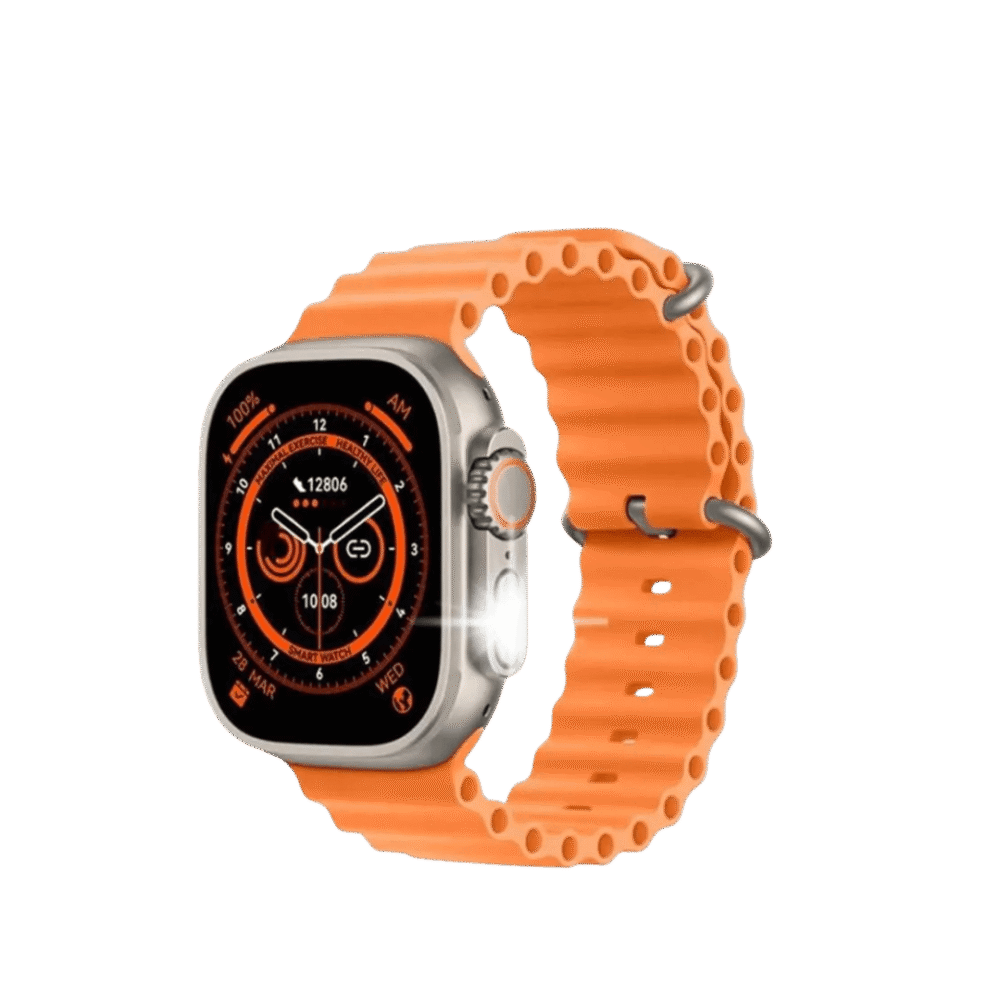 Reloj Inteligente Mobulaa Iwo 9 Ultra Con Linterna Correa Naranja